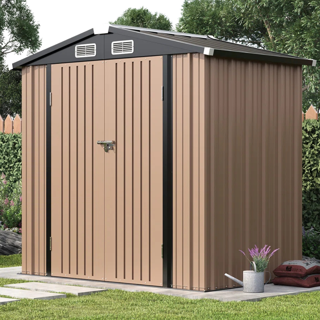 JolyDale 6.4 Ft. W X 4.0 Ft. D Metal Storage Shed With Metal Base Frame Kit