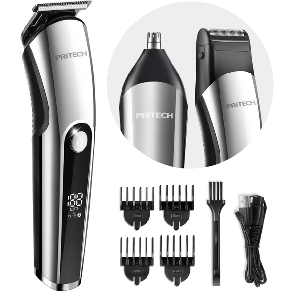 Men's IPX6 Waterproof 3-in-1 Hair Clippers Beard Trimmer w/ LED Display