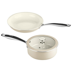 Pyrex 3-Piece Ceramic Cookware Fry Pan & Saucepan Set