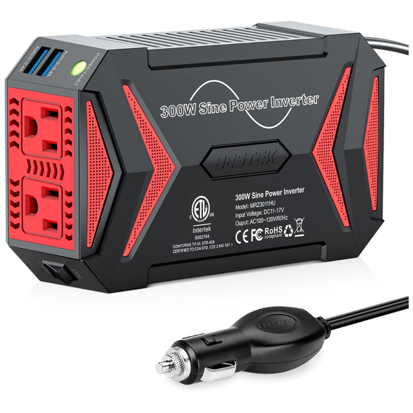 300W BESTEK Pure Sine Wave DC 12V To AC 110V Car Adapter (3 Colors)