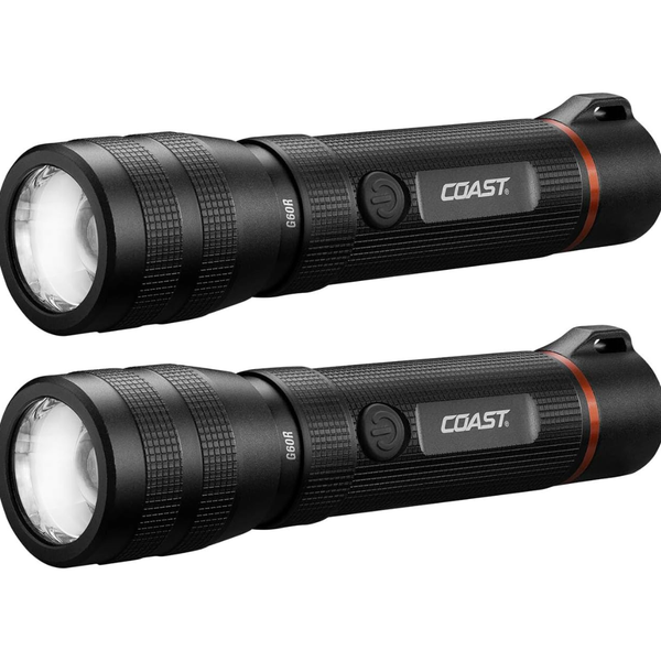2-Pack Coast G60R 1000 Lumens Rechargeable LED Flashlight (Black)