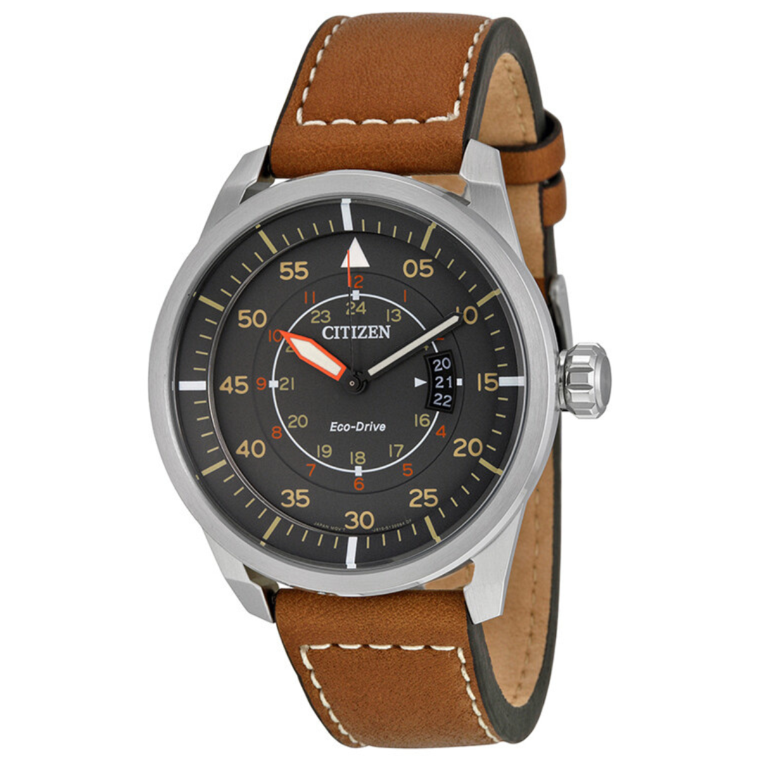Citizen Men's Eco-Drive 3-Hand Date Avion Watch With Leather Strap