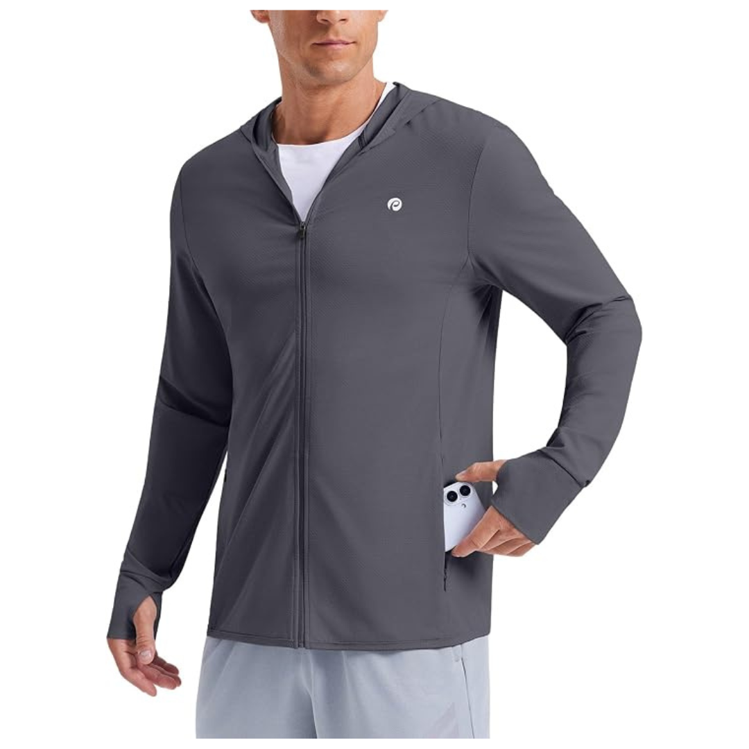Pinspark Men's UPF 50+ Full Zip Outdoor Hoodie With Pockets (Various Colors)