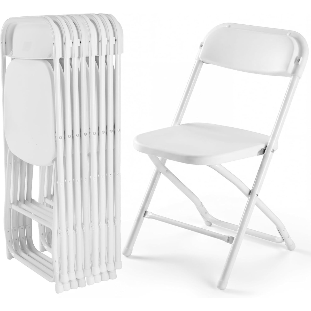Set Of 8 Dumos 330 lbs Capacity Plastic Stackable Portable Folding Chairs