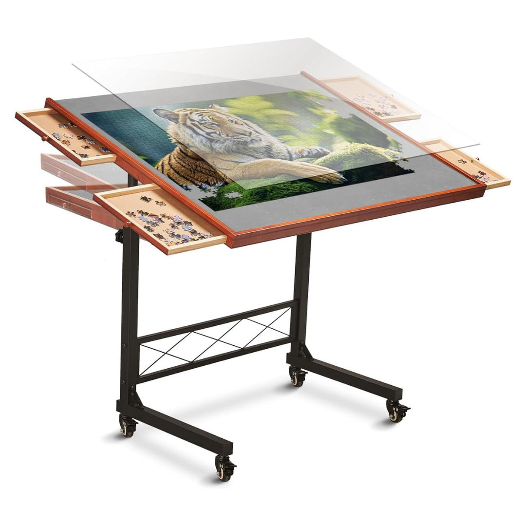 1500-Piece Jigsaw Puzzle Table W/ Drawers & Adjustable Legs