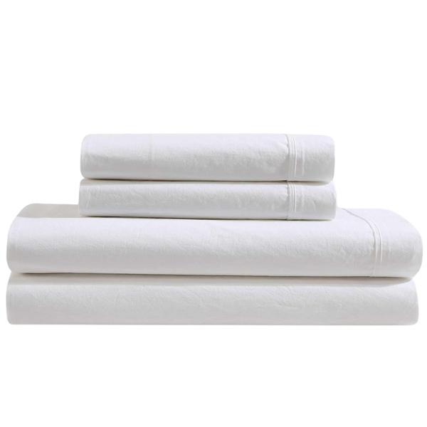 Calvin Klein Washed Percale Cotton Twin Bed Sheet Set With Pillowcase