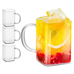 Set Of 4 Square 8-Oz Thin Drinking Glasses With Handle