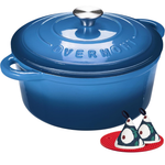7-Qt Overmont Enameled Cast Iron Dutch Oven Pot W/ Lid