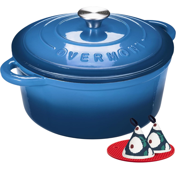 7-Qt Overmont Enameled Cast Iron Dutch Oven Pot W/ Lid