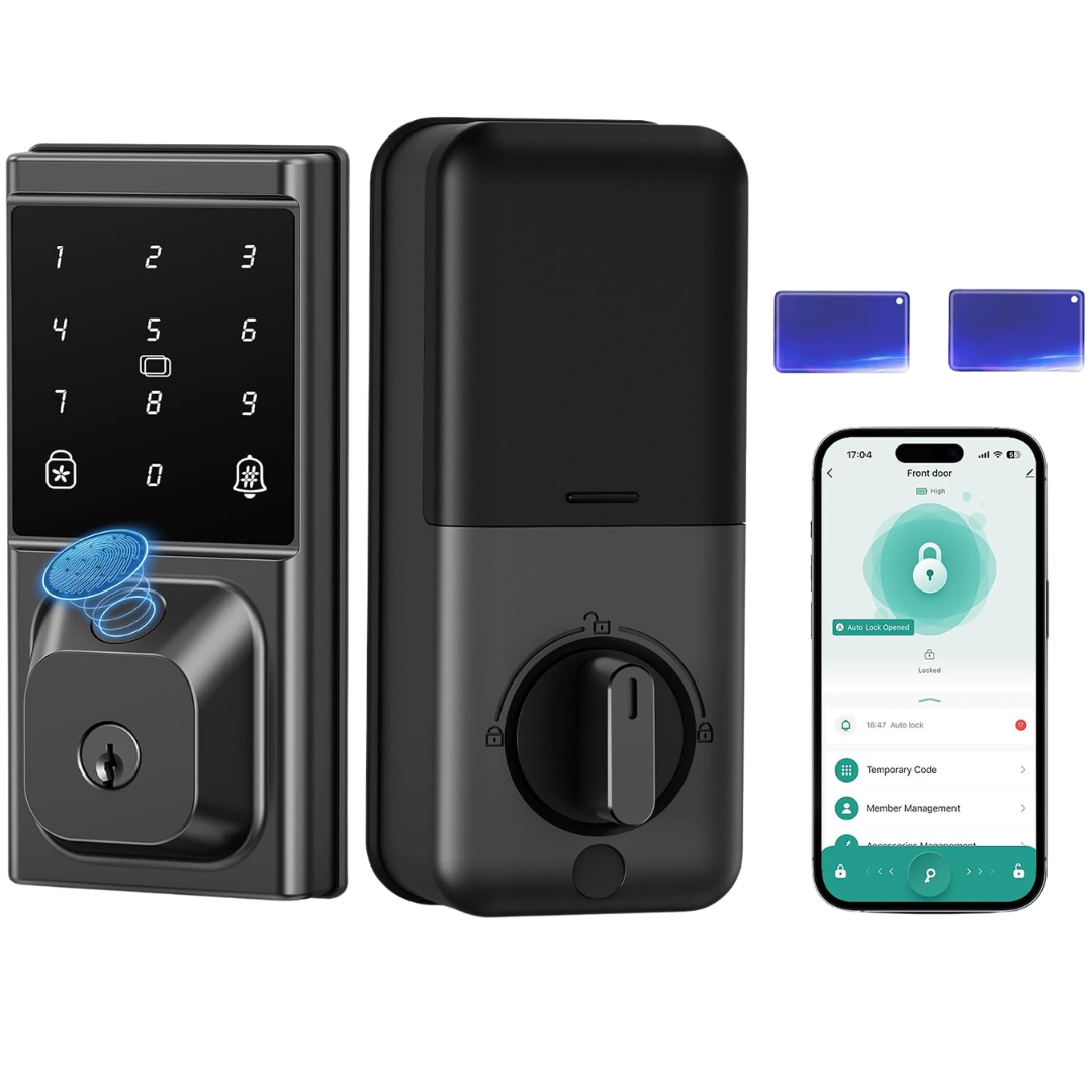 Iblog 5-in-1 Keyless Entry Smart Door Lock W/ Fingerprint & APP Control