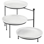 Malacasa 3-Tier 10" Porcelain Serving Tray Stand W/ Black Metal Rack (White Or Black)