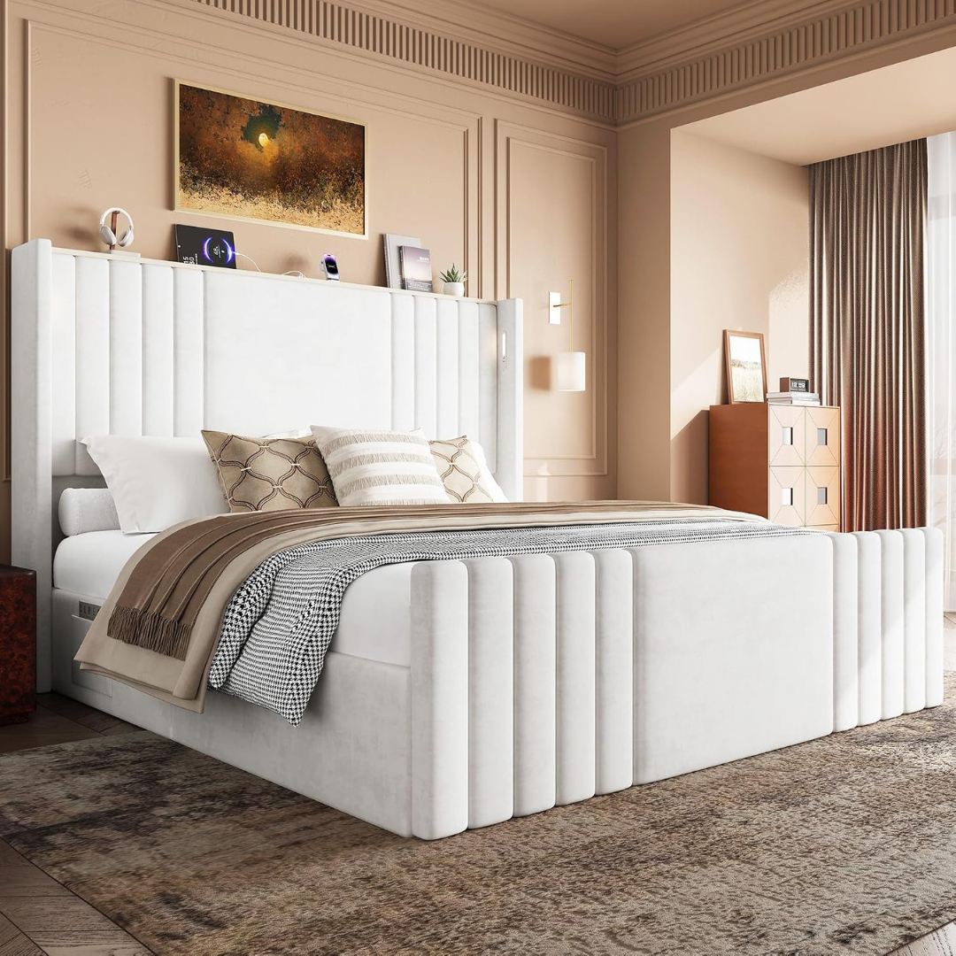 Uteeran Queen Bed Frame With 55.1" Tall Headboard