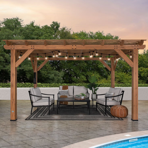 Backyard Discovery 14' X 10' Delray Cedar Pergola With PowerPort