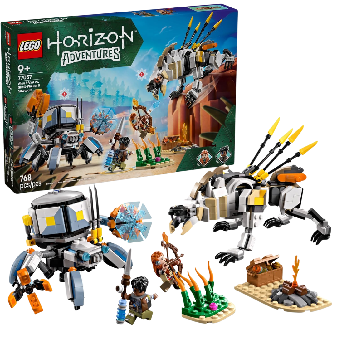 768-Piece LEGO Horizon Adventures Aloy & Varl Vs. Shell-Walker & Sawtooth Kids Toy (77037)