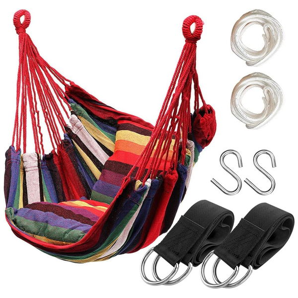 Hammock Chair Hanging Rope Swing Seat (300 lbs Capacity)