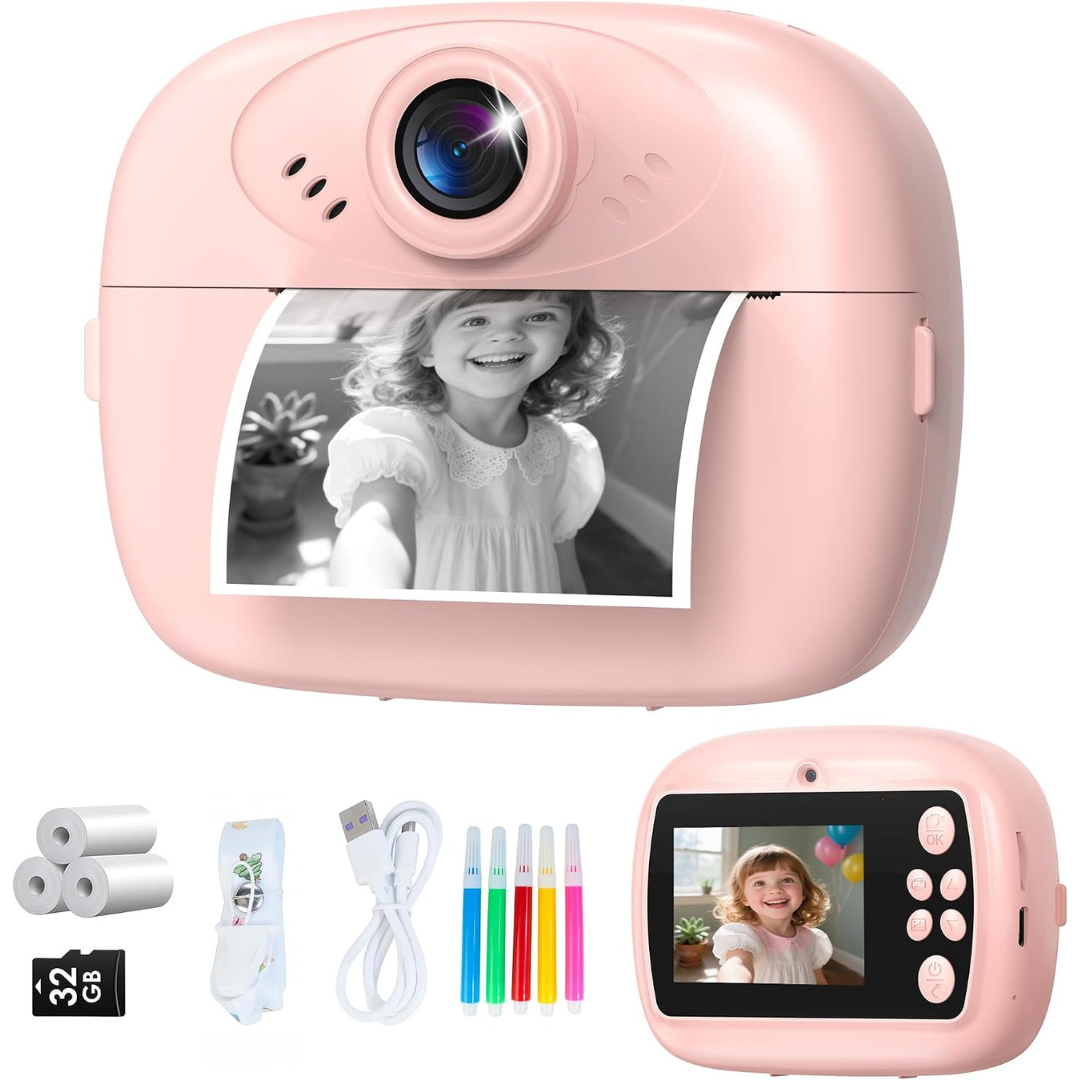 1080P Portable Instant Print Digital Camera W/ 32GB SD Card For Kids