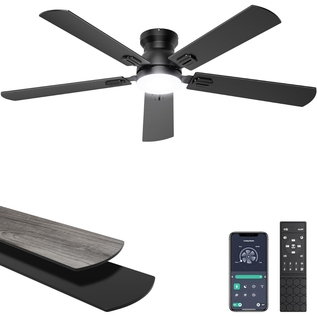 52" Low Profile Ceiling Fans W/ Lights & Remote/APP Control