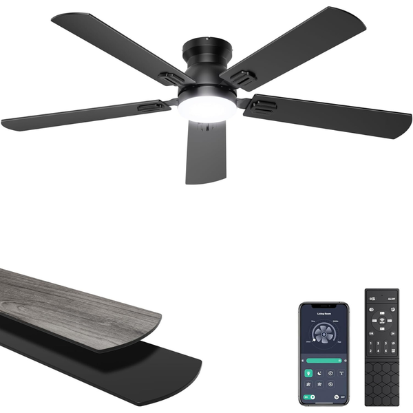 52" Low Profile Ceiling Fans W/ Lights & Remote/APP Control