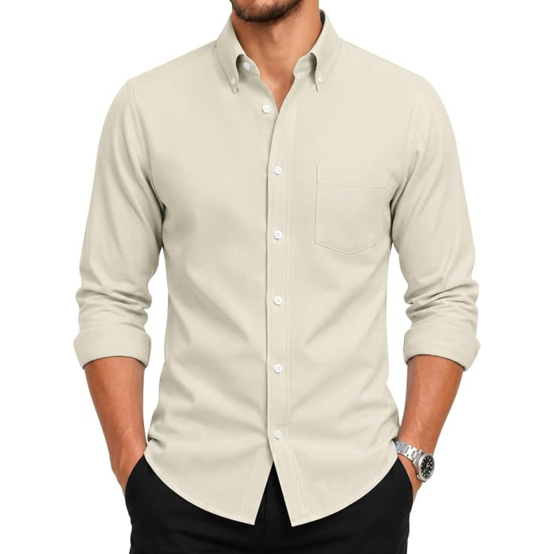 Men's Long Sleeve Wrinkle-Resistant Button Down Dress Shirt