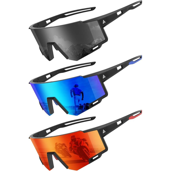 3-Count Unisex UV400 Sports Sunglasses (Various Colors)