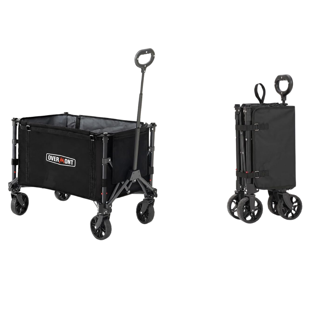 Overmont Ultra Compact Collapsible Wagon Cart W/ Wheels (120L Capacity)