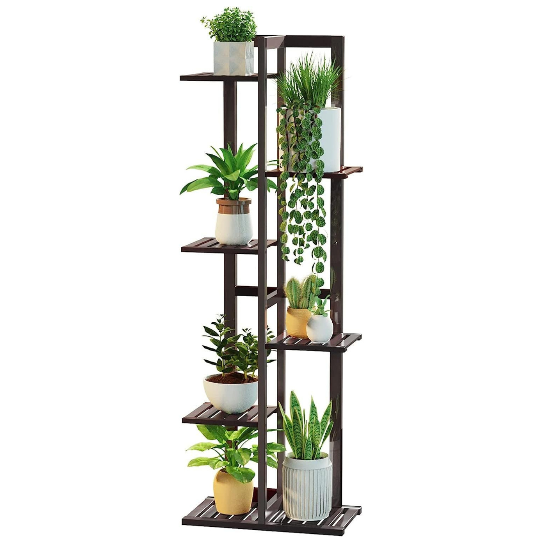 DolceLuna 6-Tier Adjustable 46" Corner Shelf Plant Stand (2 Colors)