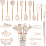 38-Piece Silicone Cooking Utensils Set W/ Wooden Handles (3 Colors)