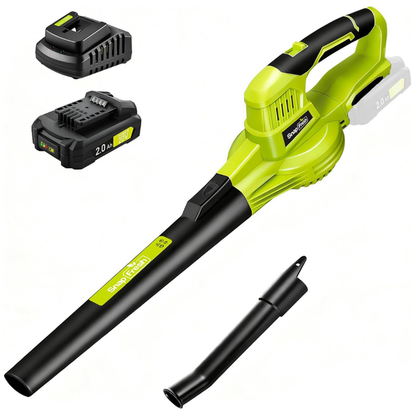 SnapFresh 20V Cordless 140 CFM Leaf Blower w/ 2.0Ah Battery & Fast Charger