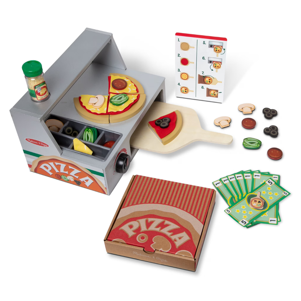 41-Piece Melissa & Doug Top & Bake Wooden Pizza Counter Play Set