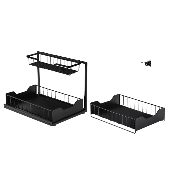3-Pack 2-Tier Snuvid Metal Under Sink Organizers W/ Slide Out Drawer