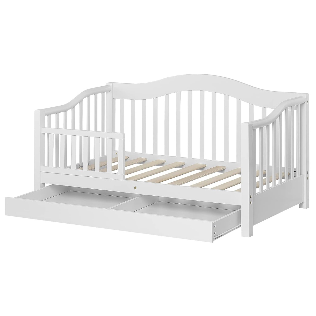 Dream On Me Toddler Day Bed With Storage Drawer (White)