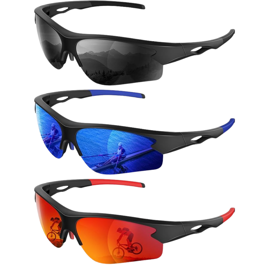 3-Pack Men's Or Women's Polarized Half Frame Sports Sunglasses