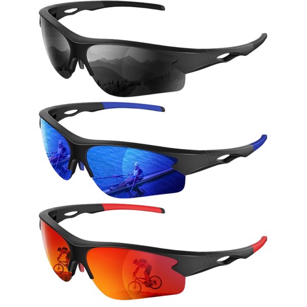 3-Pack Men's Or Women's Polarized Half Frame Sports Sunglasses