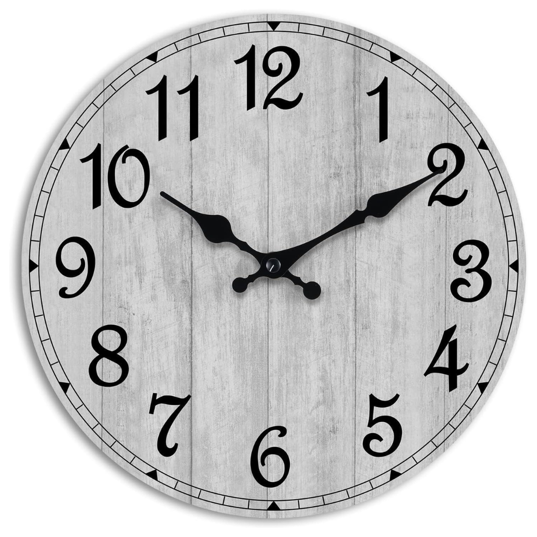 8" HYLANDA Rustic Battery Operated Silent Non Ticking Wall Clock (Gray)