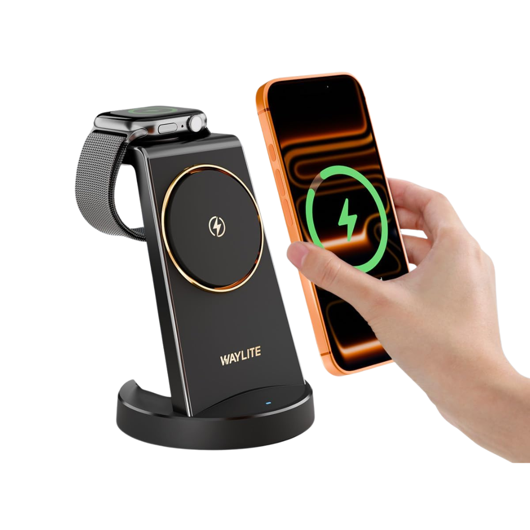 WayLite 3-in-1 25W Wireless Magnetic Fast Charging Station (Black)