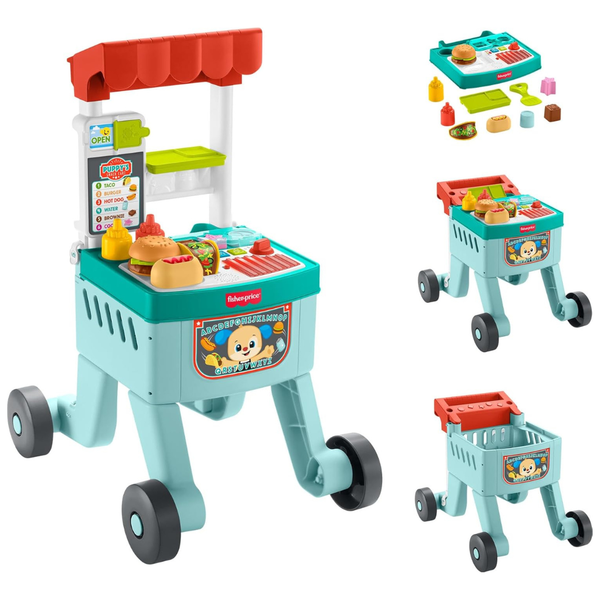 Fisher-Price Baby Push Toy 4-in-1 Snack Cart Walker Learning Activity