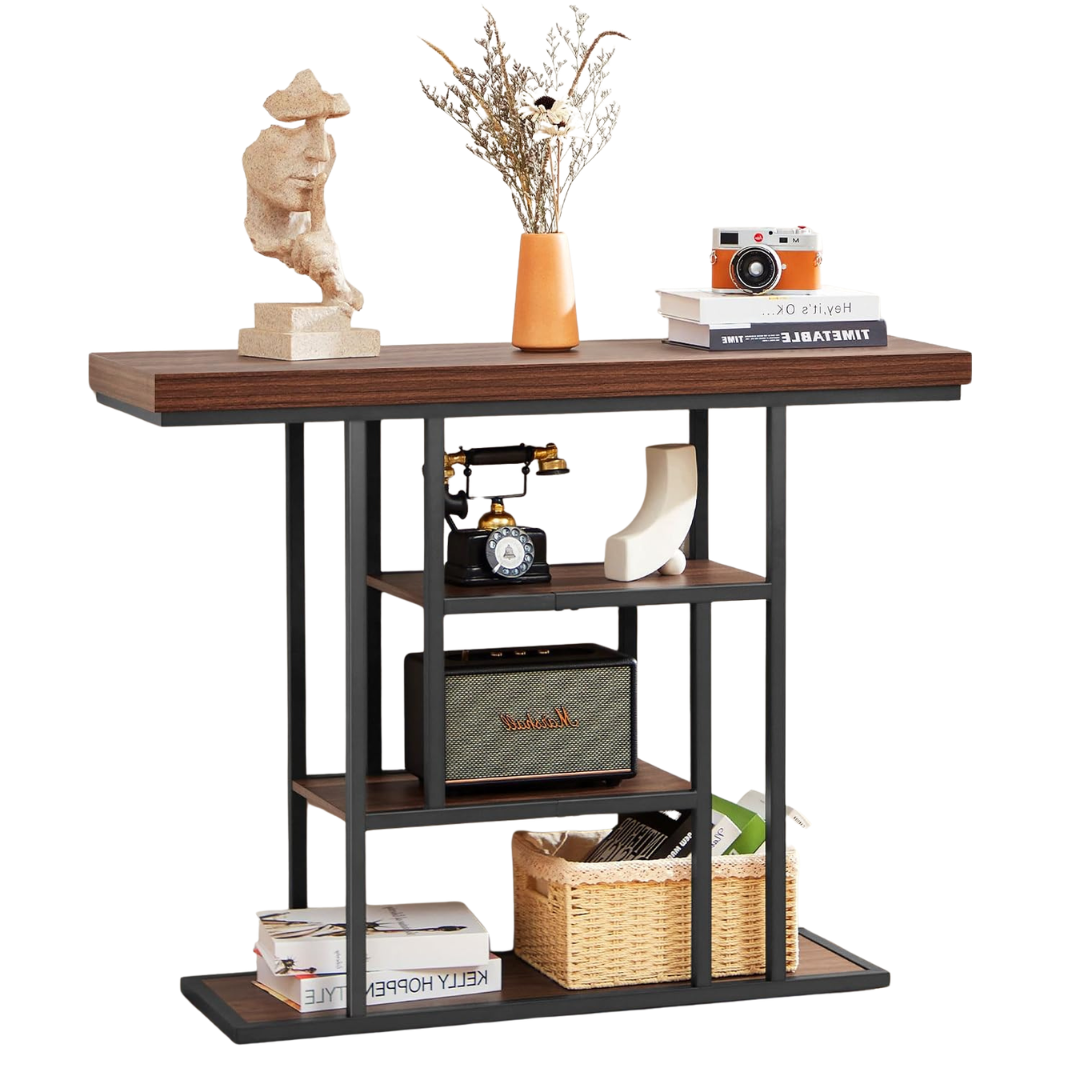42'' 4-Tier Industrial Entryway Table With Metal Frame (2 Colors)