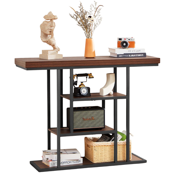 42'' 4-Tier Industrial Entryway Table With Metal Frame (2 Colors)