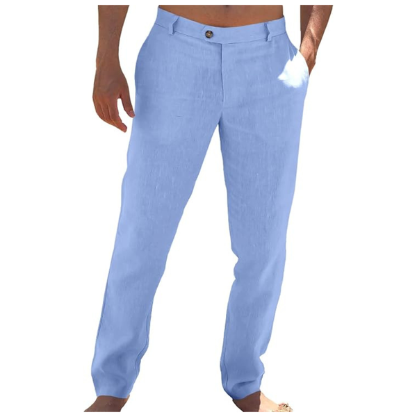 Men's Elastic Waist Lightweight Straight-Legs Linen Pants (Various)