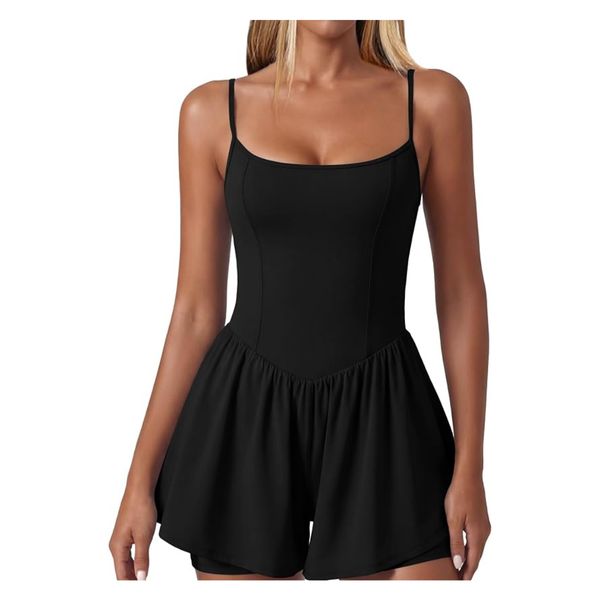 Ekouaer Women's Sleeveless Double Lined Workout Rompers (Various Colors)