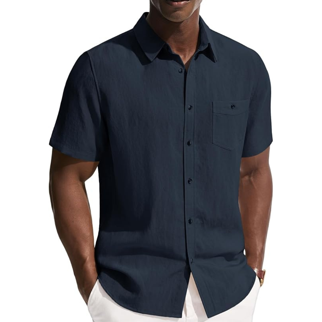 PJ Paul Jones Men's Linen Short Sleeve Button Down Shirt