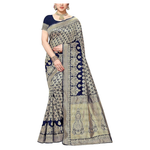 Women's Kanjivaram Navy Silk Saree, Navy Blue