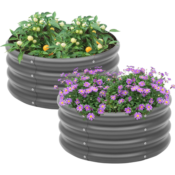 2-Pack 2x1ft Galvanized Raised Garden Bed