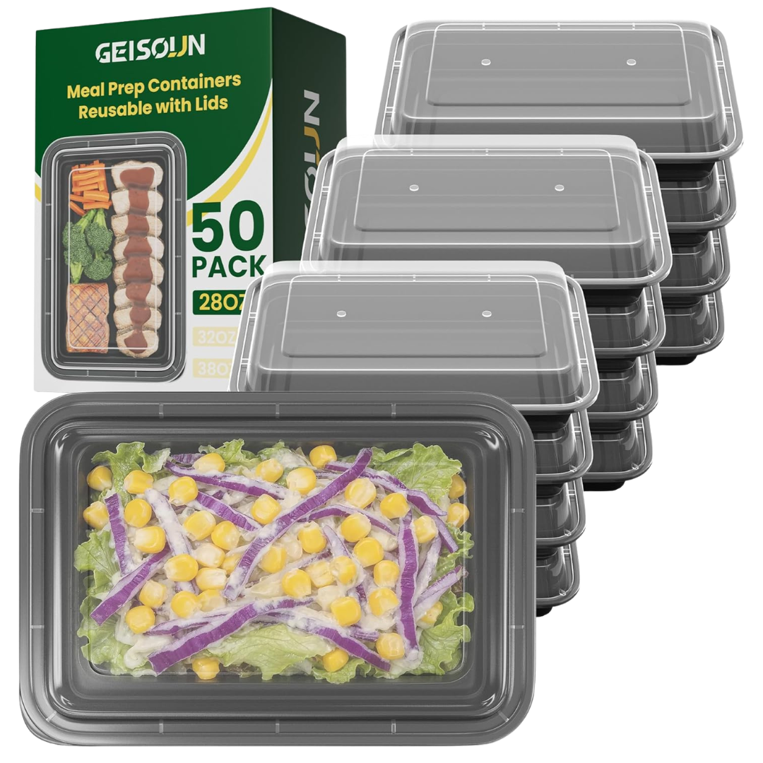 100-Pack 28oz Reusable Meal Prep Containers W/ Easy Open Lids