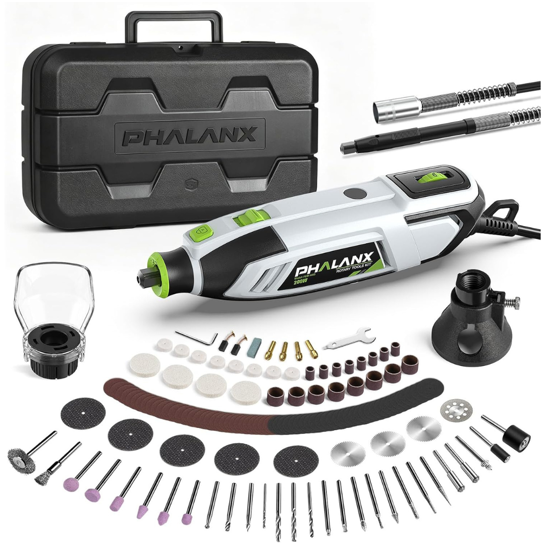 200W 10000-38000 RPM 6 Speed Multi-Tool With Flex Shaft & 132-Piece Accessories Kit