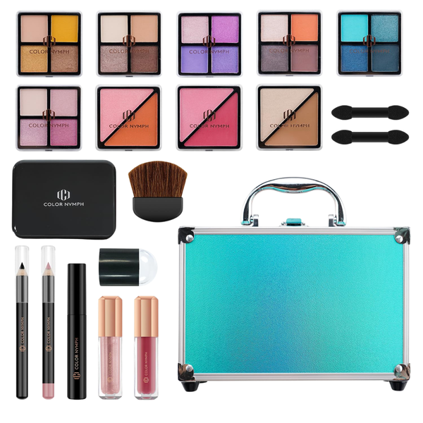 11-Piece Beginner Makeup Kit For Teen Girls W/ Train Case (Mint)