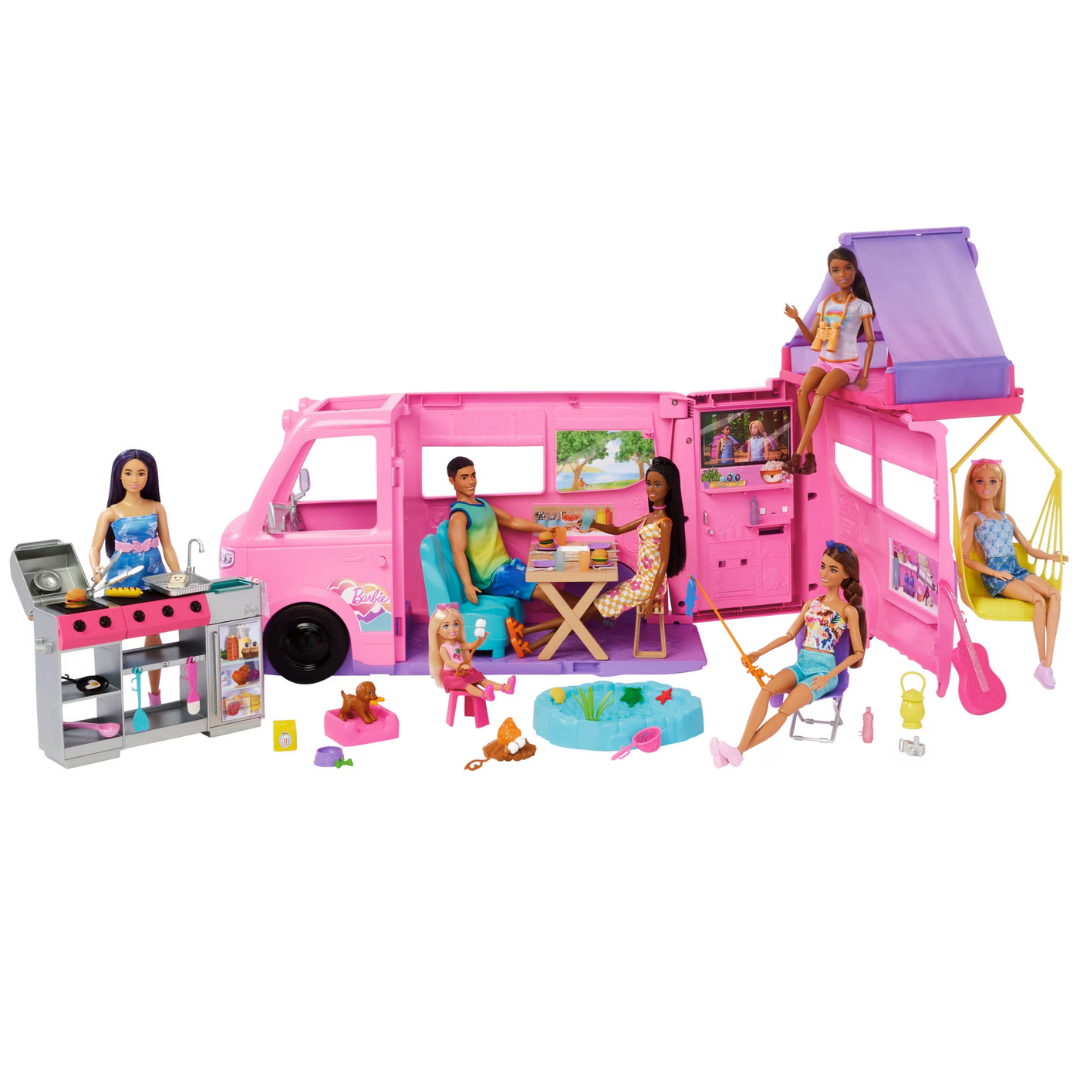 Barbie Dream Camper Playset With Roof Tent BBQ Grill