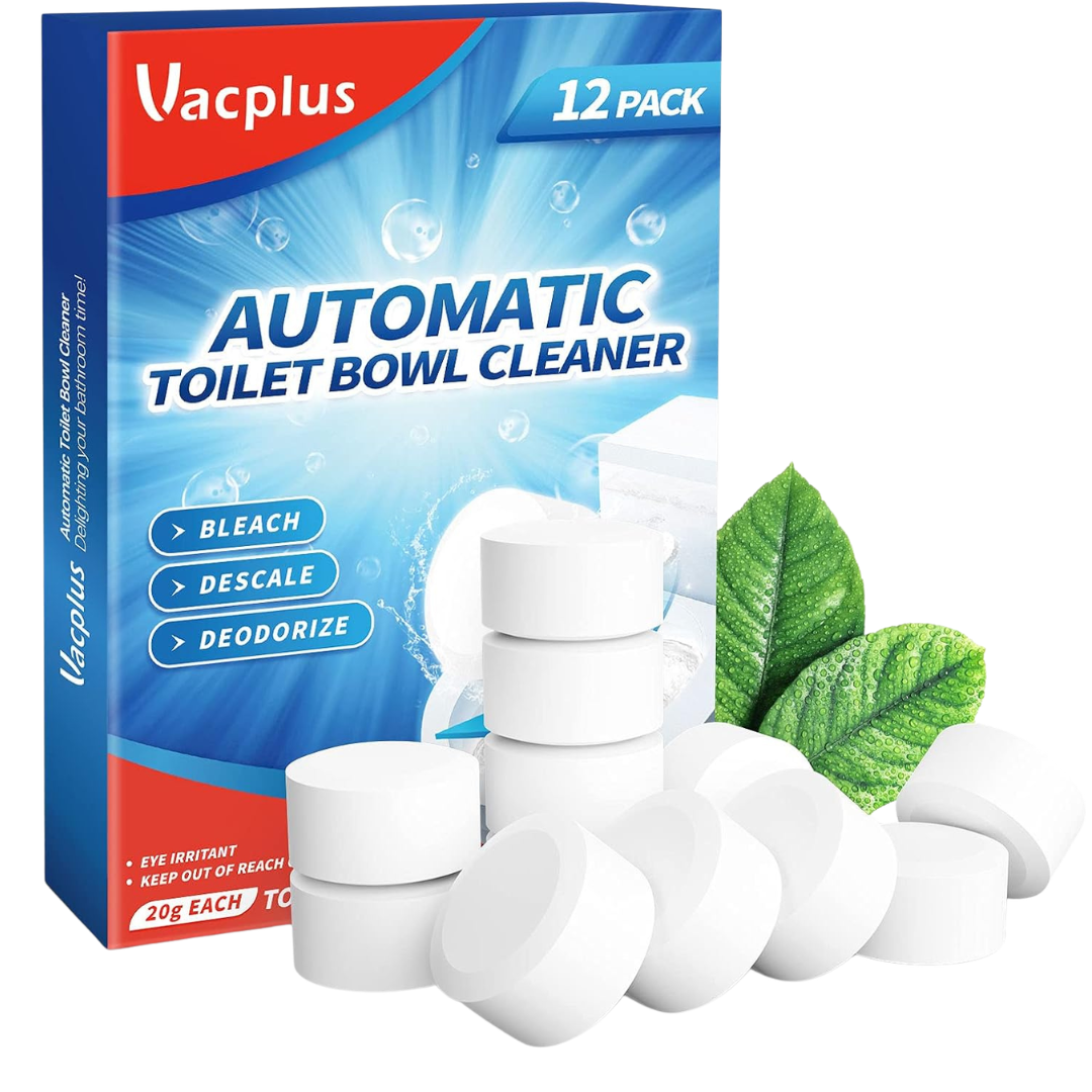 12-Pack 1.7oz Vacplus Automatic Toilet Bowl Cleaner Tablets W/ Bleach