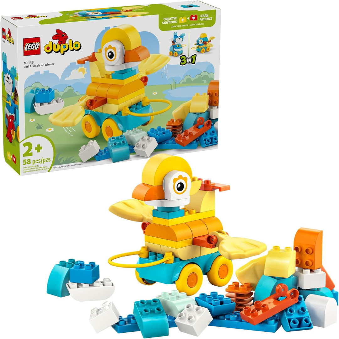58-Piece LEGO DUPLO Town 3 In 1 Animals On Wheels (10448)