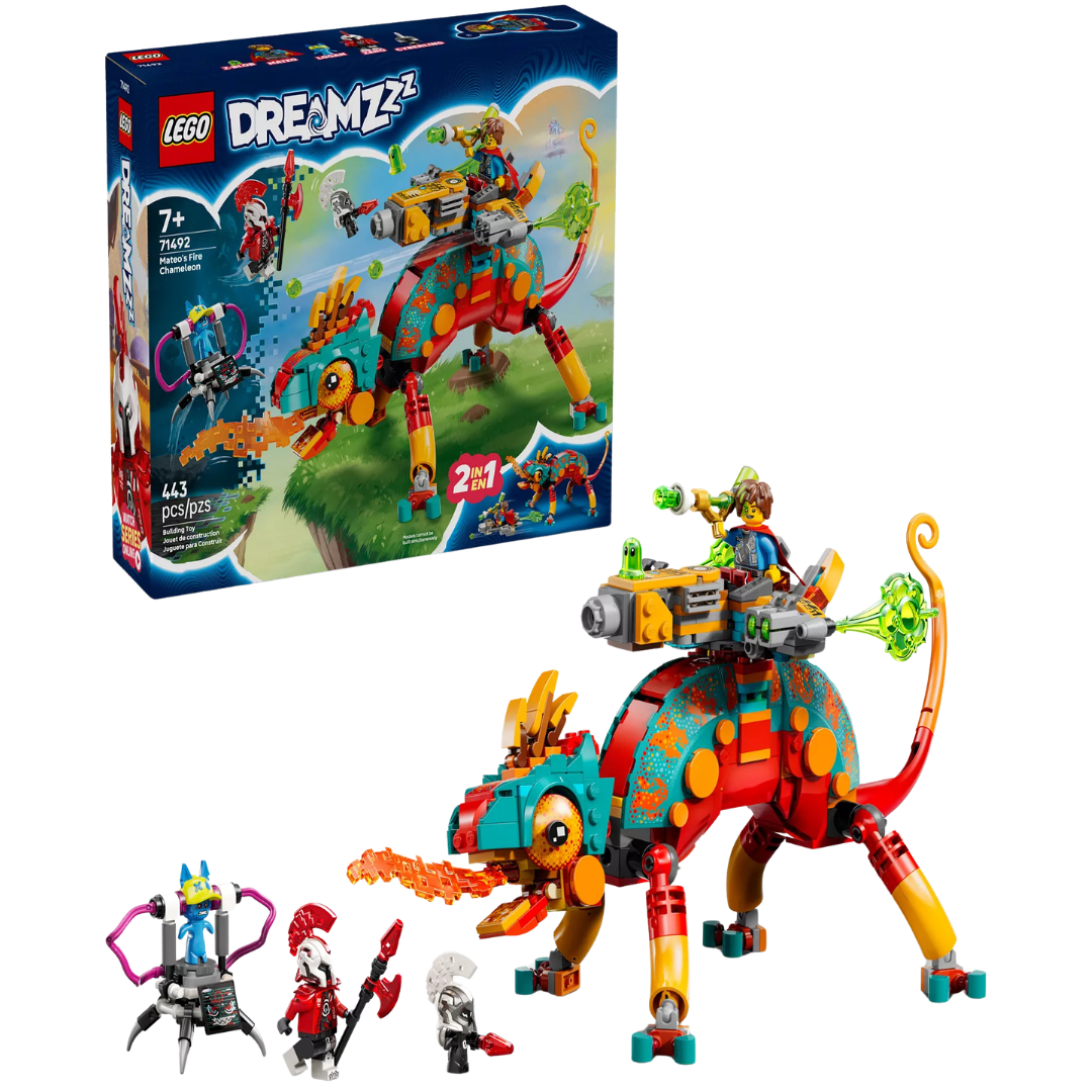 443-Piece LEGO DREAMZzz Mateo's Fire Chameleon Building Toy (71492)